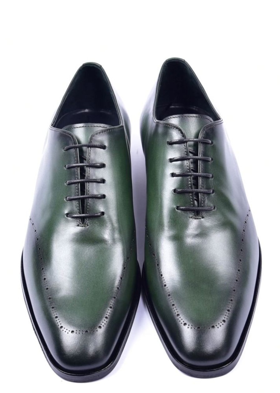 Corrente Corrente Burnished Calfskin Lace-Up Oxford Green | Lace-Ups