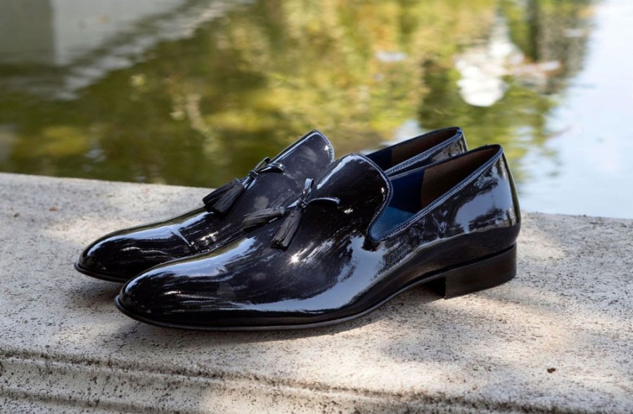 Jean Pierre Jean Pierre Shiny Calfskin Tasseled Loafer Navy | Loafers