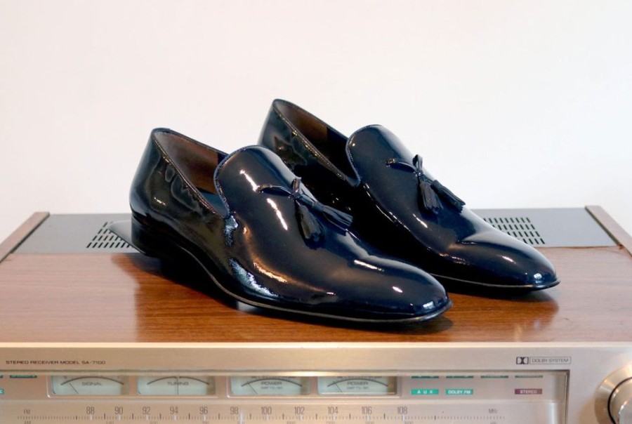 Jean Pierre Jean Pierre Shiny Calfskin Tasseled Loafer Navy | Loafers