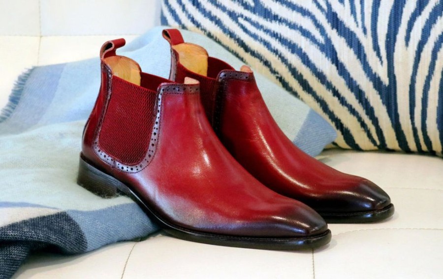 CARRUCCI Burnished Calfskin Slip-On Boot Red | Boots