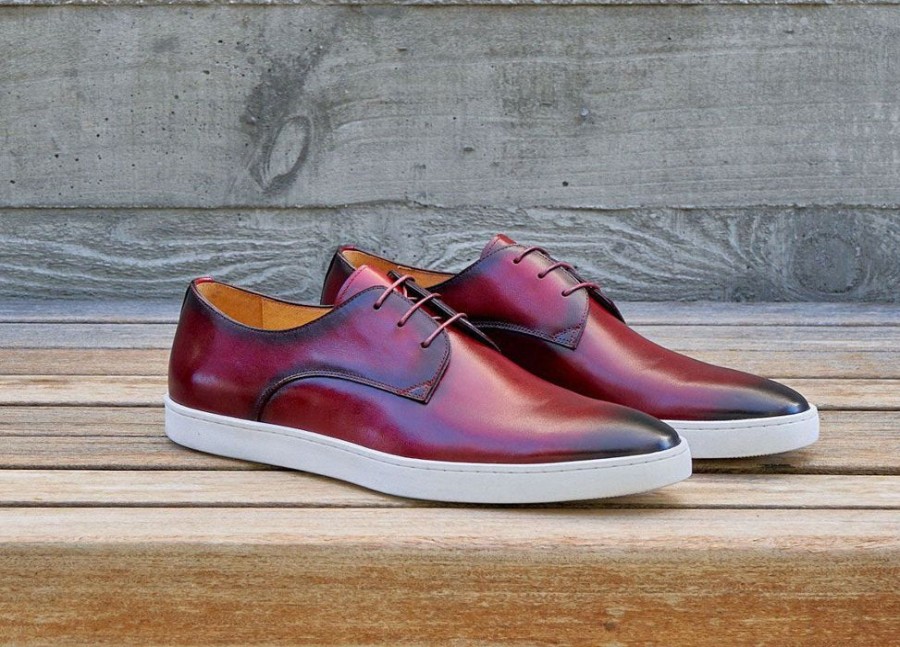 Carrucci by Maurice Calfskin Lace-Up Sneaker Burgundy | Sneakers