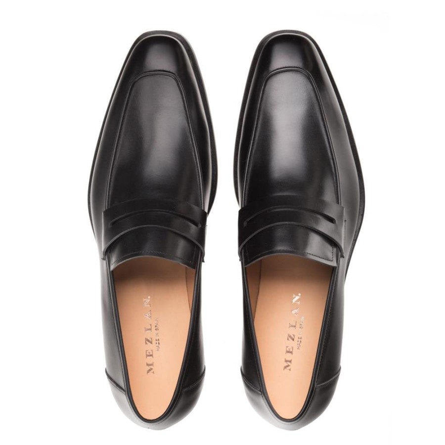 Mezlan Mezlan Calfskin Penny Loafer Black | Loafers