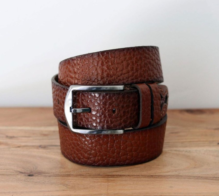 Maurice Pebbled Leather Belt Camel | Belts