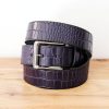 Maurice Crocodile Printed Leather Belt Blue | Belts