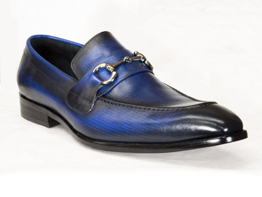 CARRUCCI Burnished Calfskin Slip-On Loafer Blue | Loafers