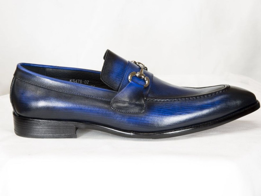 CARRUCCI Burnished Calfskin Slip-On Loafer Blue | Loafers