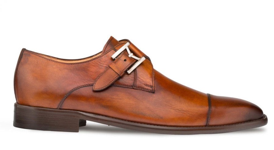 Mezlan Mezlan Calfskin Cap-Toe Monkstrap Shoe Cognac | Monkstraps