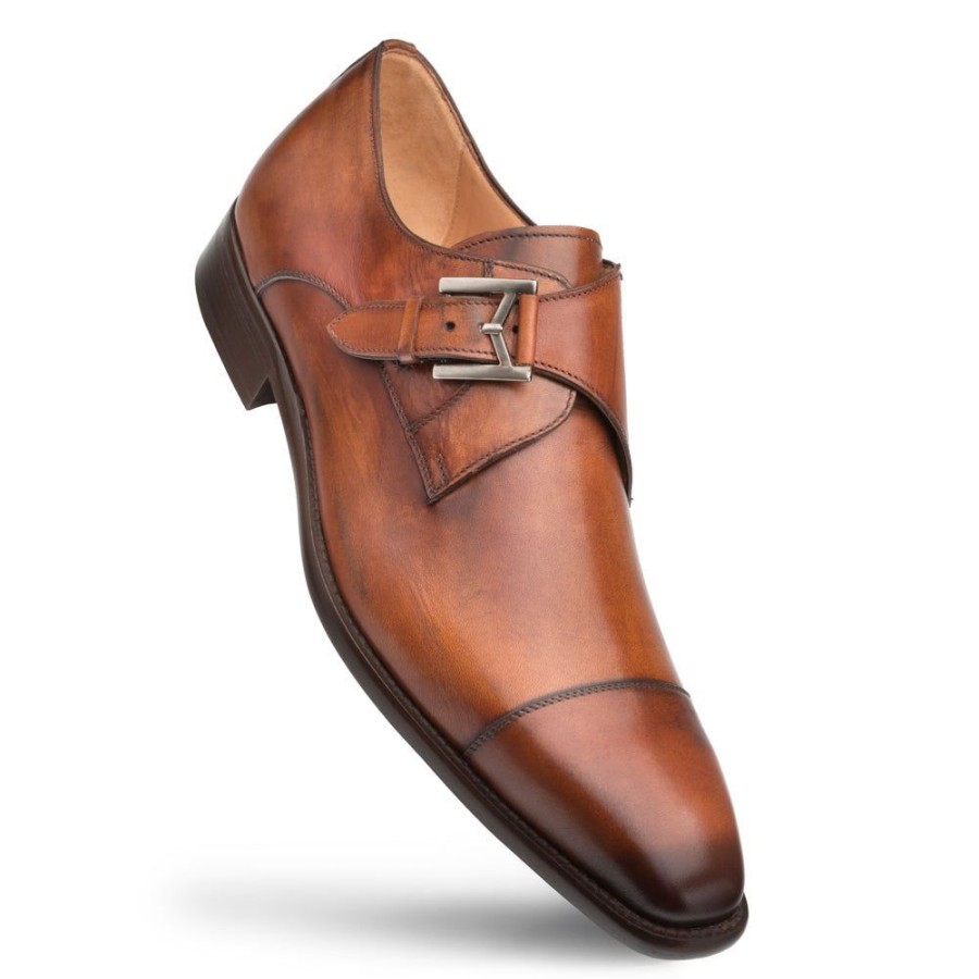 Mezlan Mezlan Calfskin Cap-Toe Monkstrap Shoe Cognac | Monkstraps