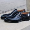 Ugo Vasare Eric Burnished Calfskin Monkstrap Shoe Black | Monkstraps