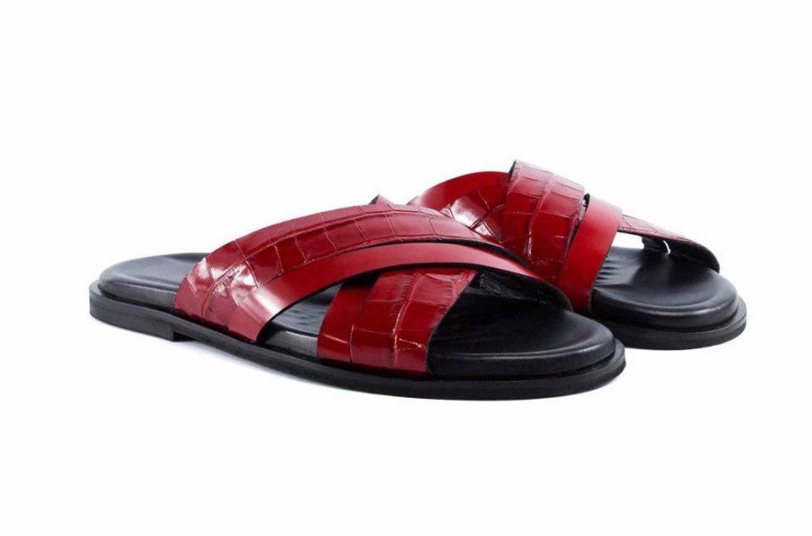 Pelle Pelle "Aruba" Slip-On Calfskin Sandal Red | Sandals