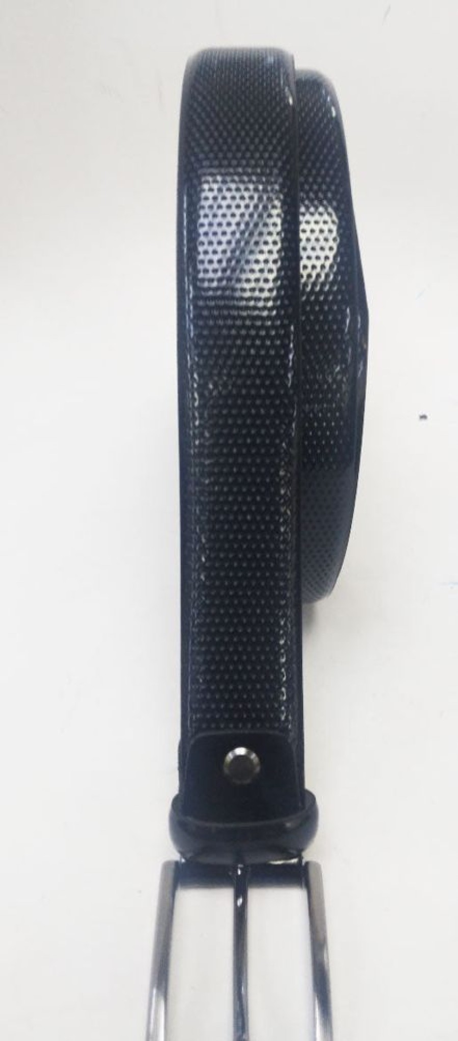 Maurice Perforated Patent Leather Belt Navy | Belts