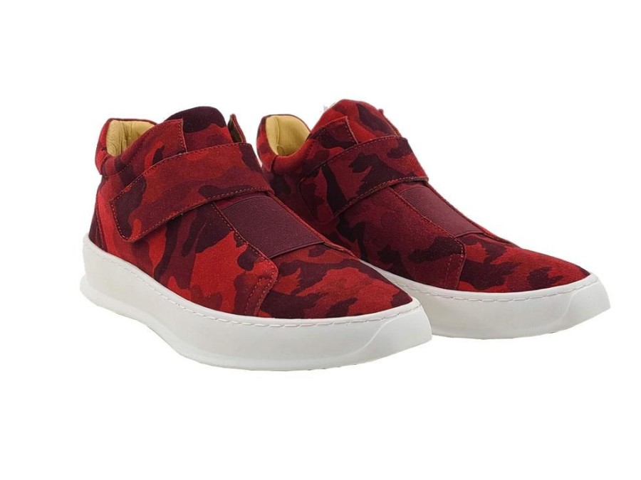 CARRUCCI Camoflage Printed Suede High Top Sneaker Red | Sneakers