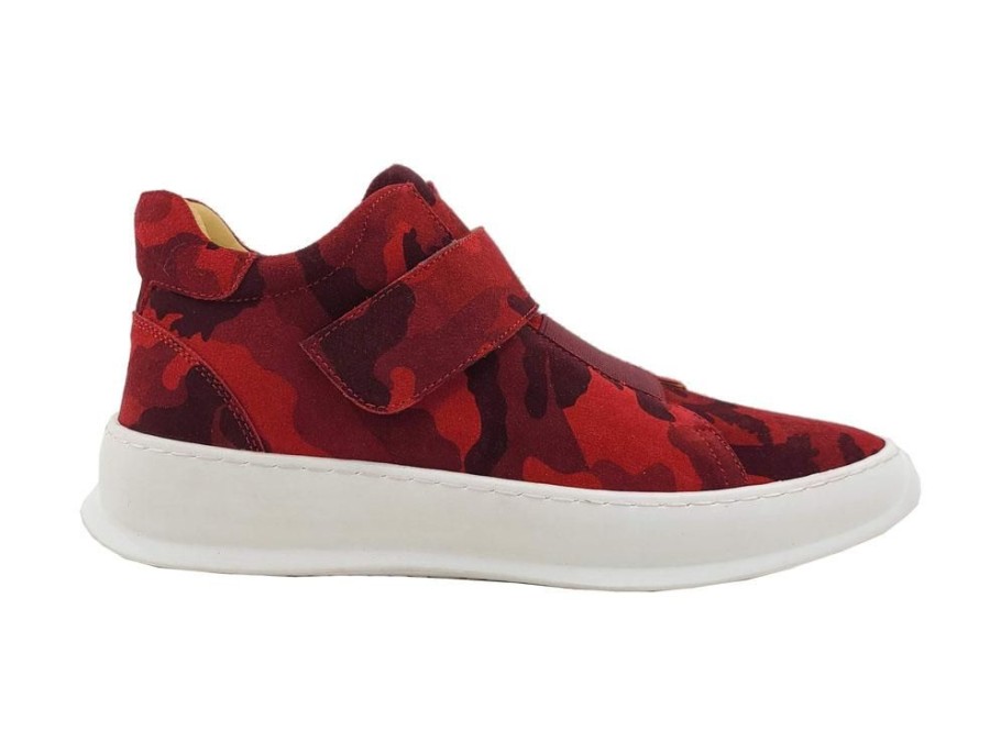 CARRUCCI Camoflage Printed Suede High Top Sneaker Red | Sneakers