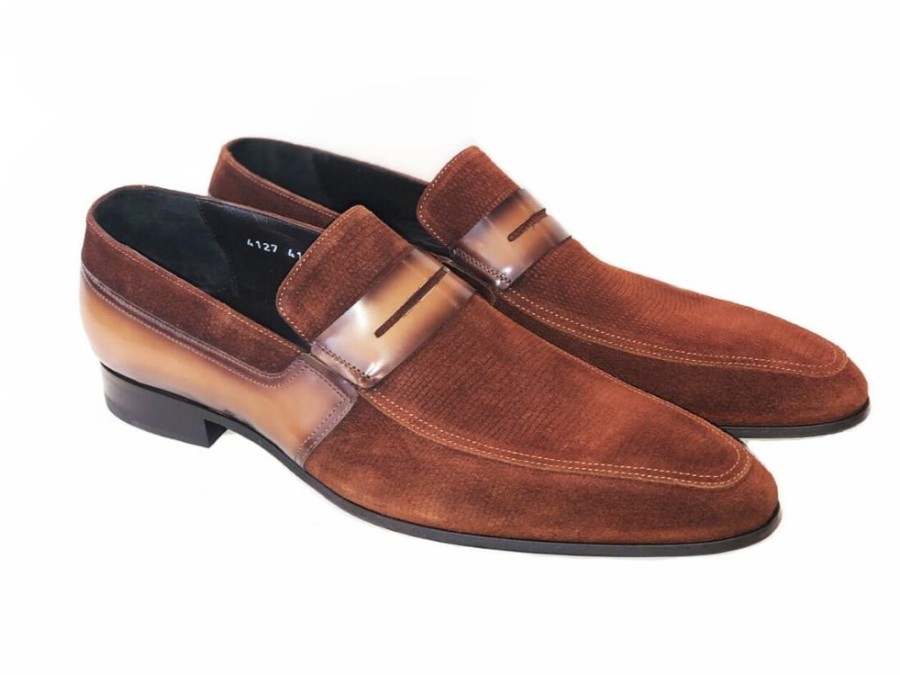 Corrente Corrente Suede Penny Loafer Tobacco | Suede