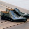 Ugo Vasare Shiny Calfskin Lace-Up Oxford Black/Green | Lace-Ups