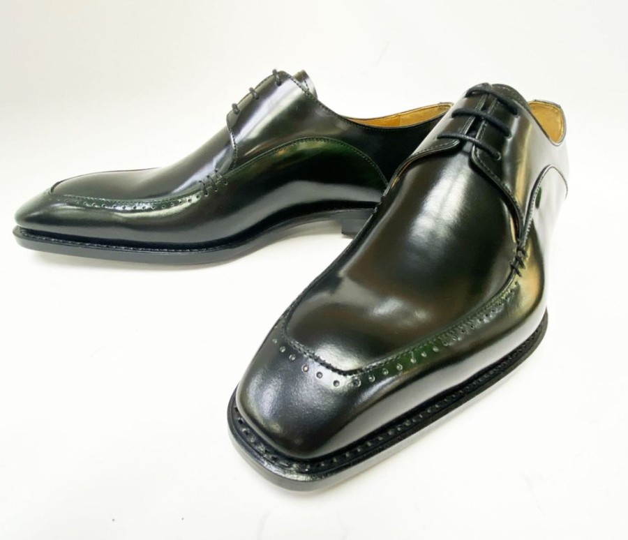 Ugo Vasare Shiny Calfskin Lace-Up Oxford Black/Green | Lace-Ups