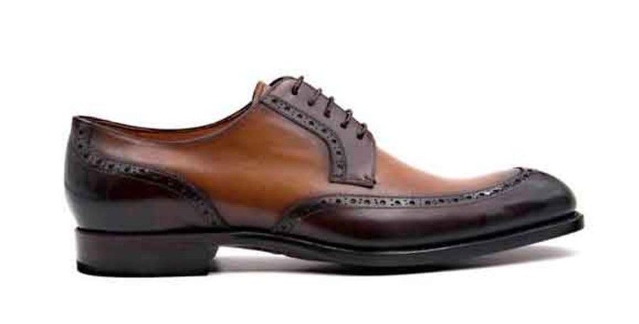 Ugo Vasare Burnished Calfskin "Colin" Lace-Up Oxford Brown/Camel | Lace-Ups