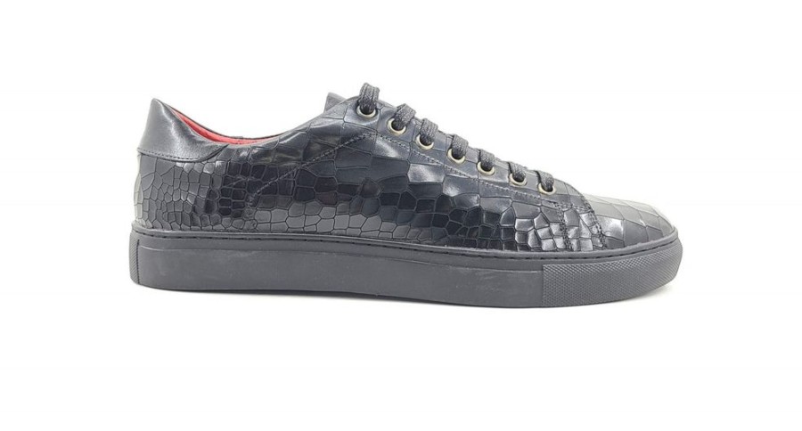 CARRUCCI Embossed Alligator Calfskin Sneaker Black | Sneakers