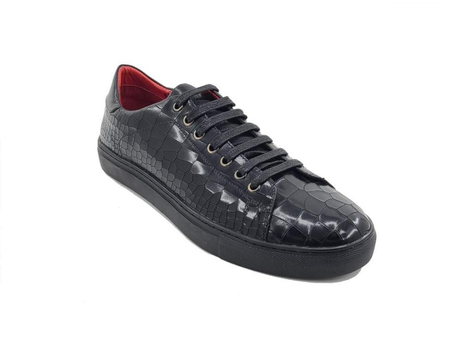 CARRUCCI Embossed Alligator Calfskin Sneaker Black | Sneakers