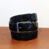 Maurice Crocodile Printed Leather Belt Black | Belts