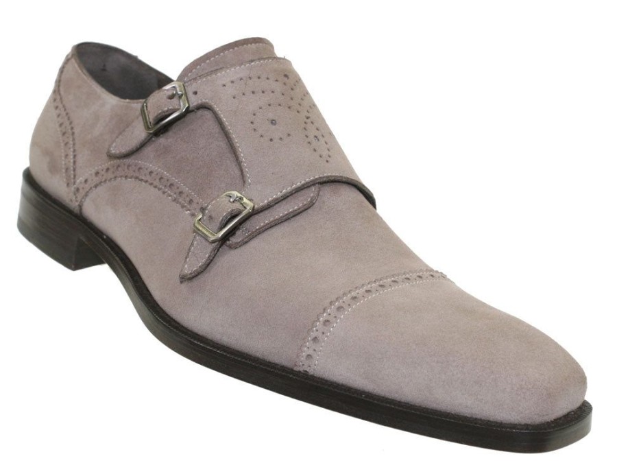 Mezlan Mezlan Suede Double Monkstrap Shoe Taupe | Suede