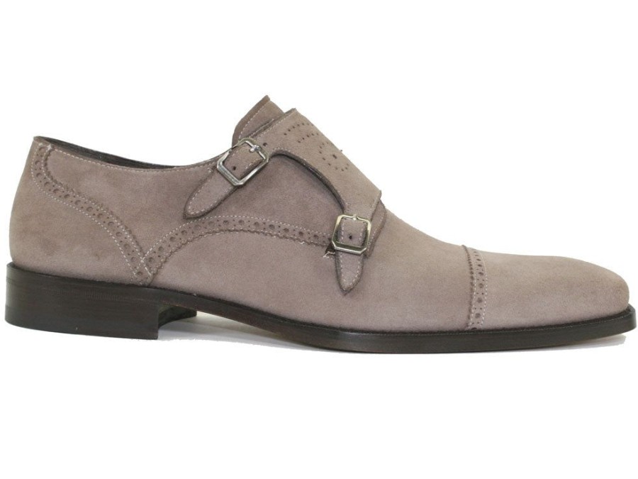 Mezlan Mezlan Suede Double Monkstrap Shoe Taupe | Suede