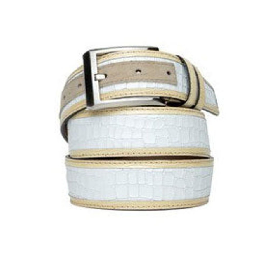 Corrente Corrente Exotic Printed Calfskin Belt White | Belts