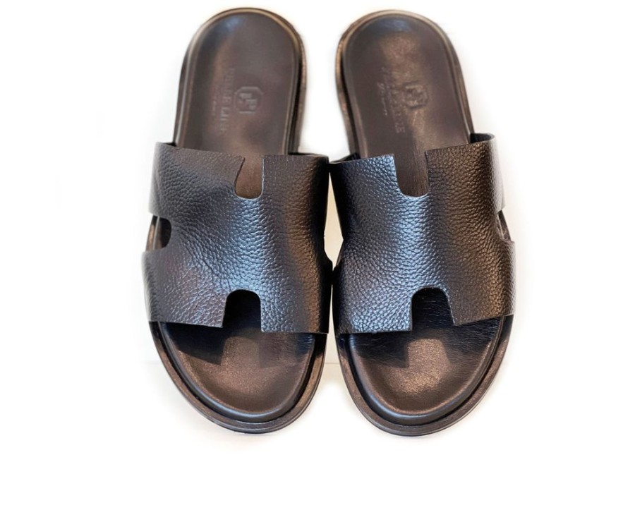 Pelle Pelle "Egea" Slip-On Calfskin Sandal Black | Sandals