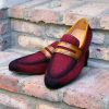 CARRUCCI Woven Canvas & Calfskin Slip-On Loafer Burgundy/Camel | Loafers