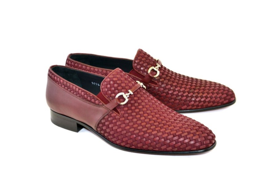 Corrente Corrente Woven Calfskin & Suede Slip-On Shoe Burgundy | Suede