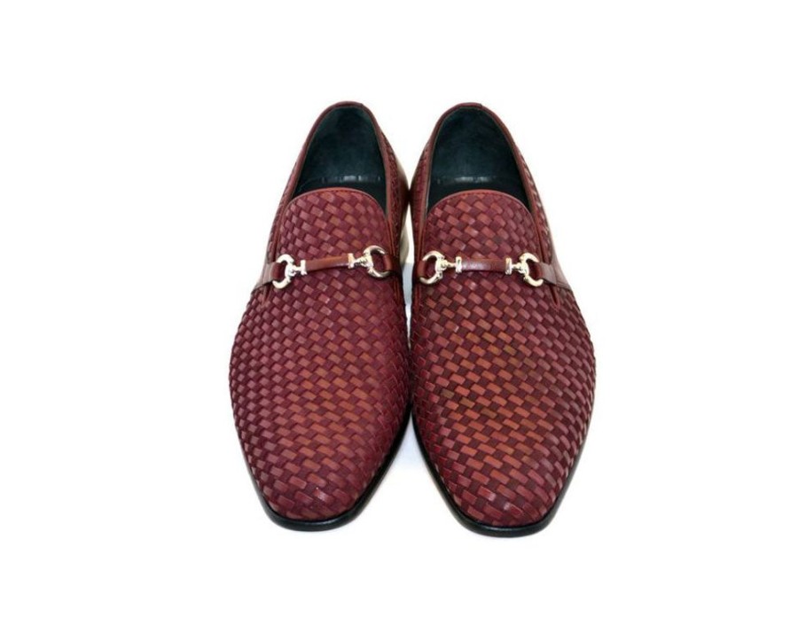 Corrente Corrente Woven Calfskin & Suede Slip-On Shoe Burgundy | Suede