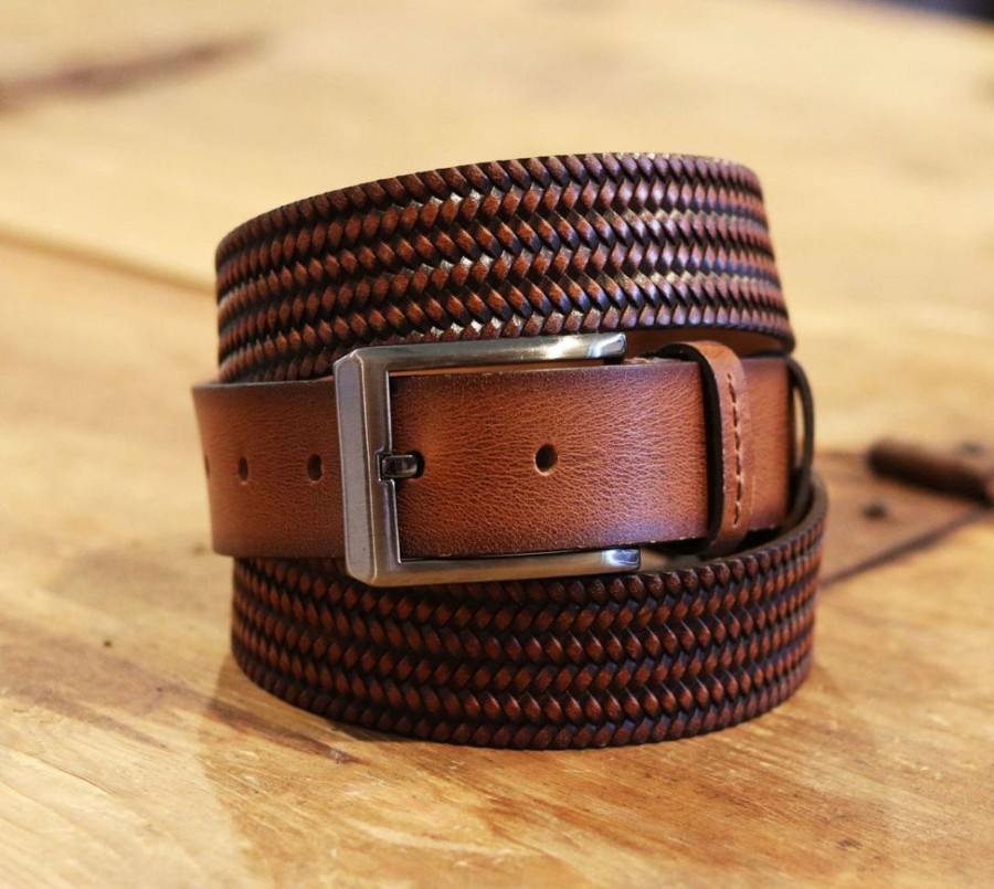 Maurice Woven Leather Belt Camel | Belts