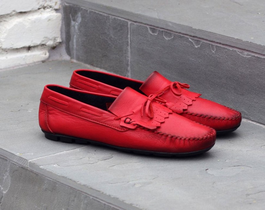 Maurice Maurice Supple Calfskin Slip-On Driving Moccasin Red | Loafers