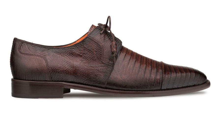 Mezlan Cap Toe Lizard Lace Up Derby Brown | Exotics