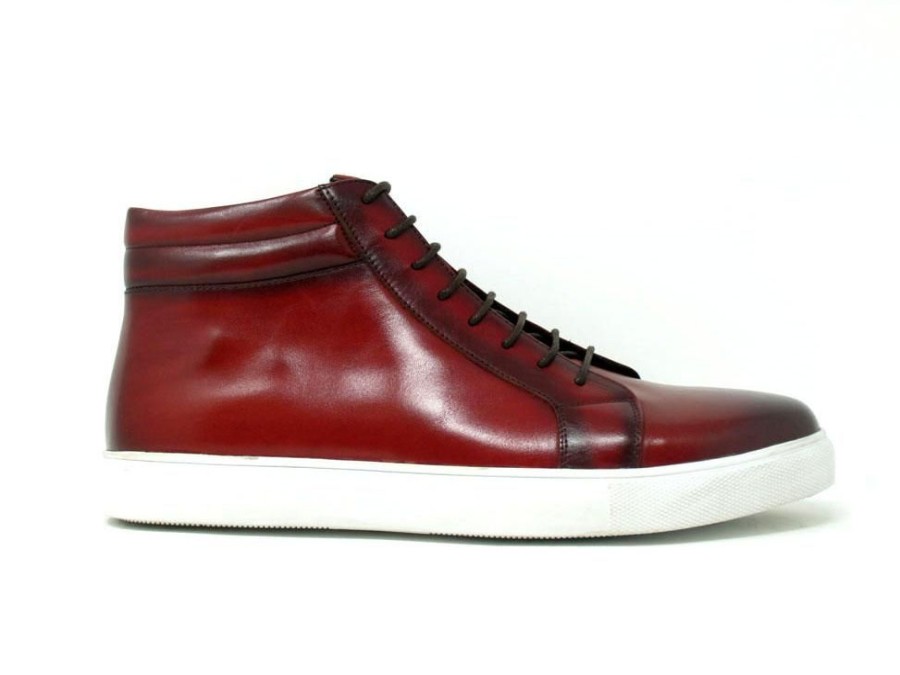 Carrucci by Maurice Calfskin High-Top Sneaker Burgundy | Sneakers