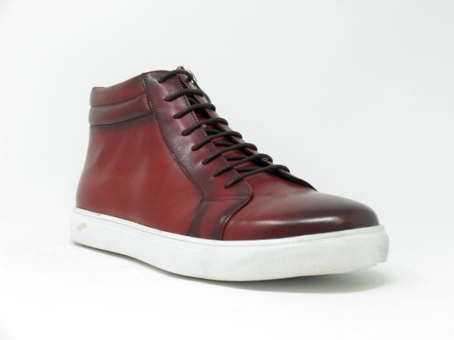 Carrucci by Maurice Calfskin High-Top Sneaker Burgundy | Sneakers