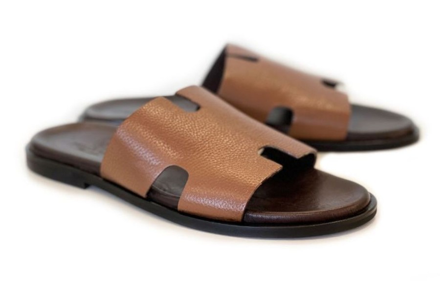 Pelle Pelle "Egea" Slip-On Calfskin Sandal Tan | Sandals