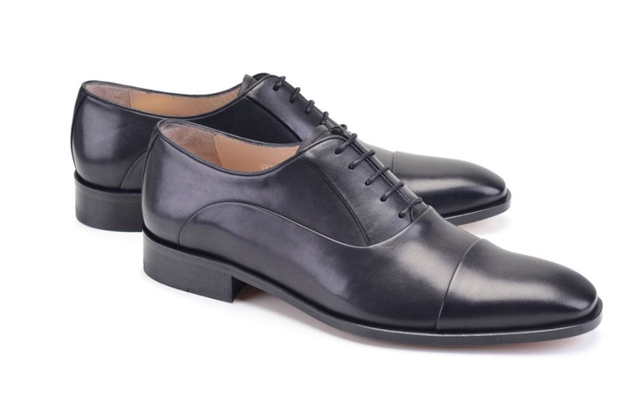 Pelle Pelle Calfskin Lace-Up Oxford Black | Lace-Ups