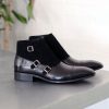 CARRUCCI Burnished Calfskin & Suede Slip-On Chukka Boot Black | Suede