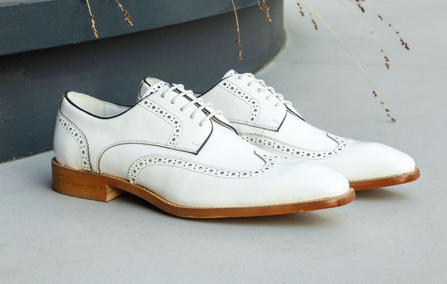 Maurice Burnished Leather Lace-Up Shoe White | Lace-Ups