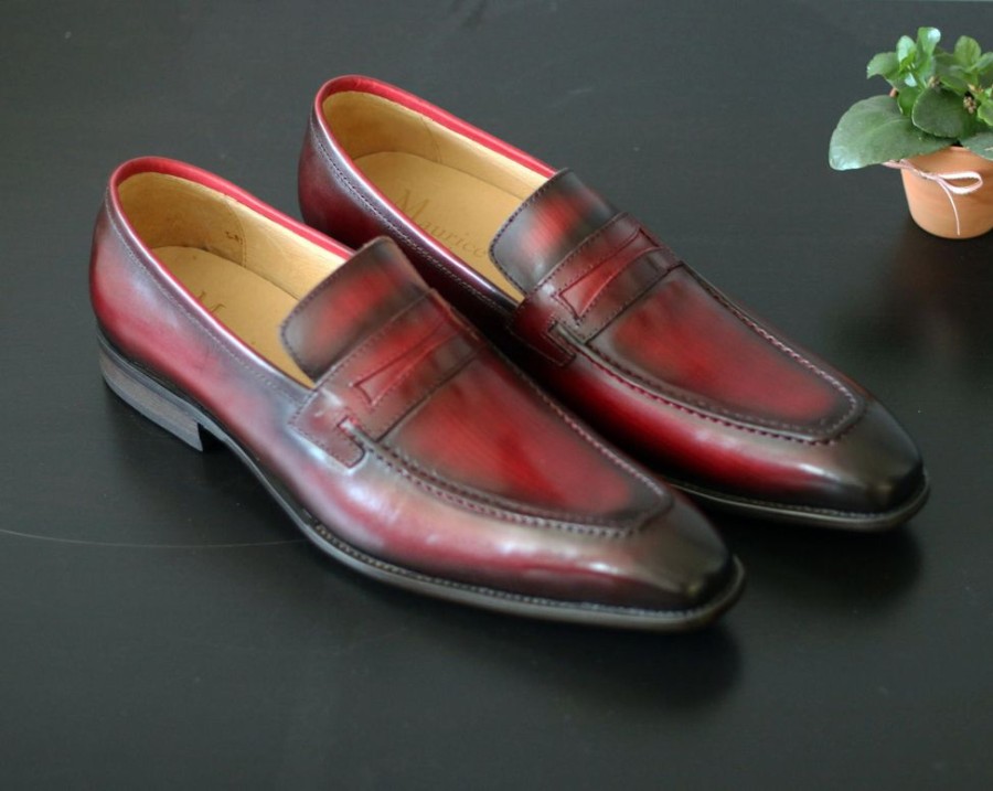 CARRUCCI Calfskin Slip-On Penny Loafer Burgundy | Loafers