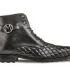 Mezlan Mezlan Quilted Calfskin Lace-Up Boot Black | Boots