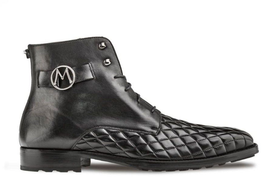 Mezlan Mezlan Quilted Calfskin Lace-Up Boot Black | Boots