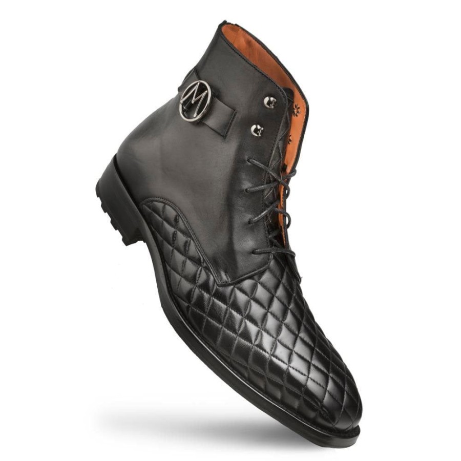 Mezlan Mezlan Quilted Calfskin Lace-Up Boot Black | Boots