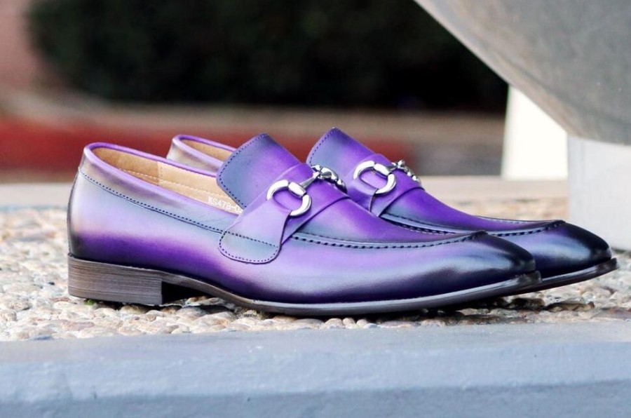 CARRUCCI Burnished Calfskin Slip-On Loafer Purple | Loafers