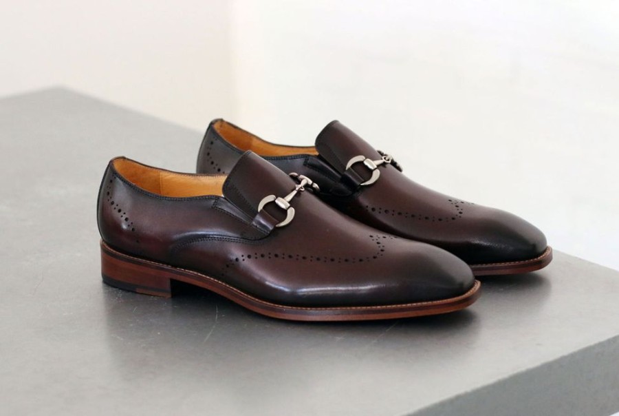 CARRUCCI Burnished Calfskin Slip-On Shoe Chestnut | Loafers