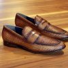 Jean Pierre Jean Pierre Woven Calfskin Penny Loafer Camel | Loafers