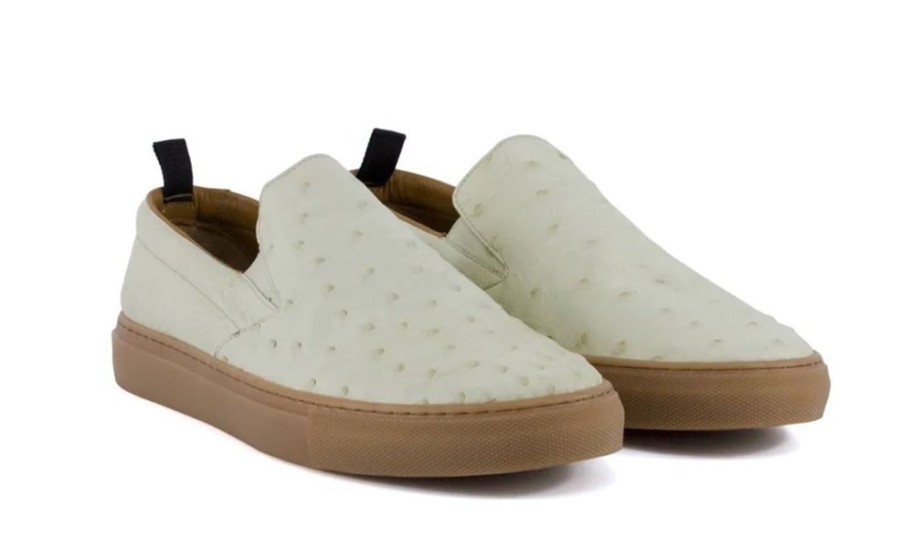 Pelle Pelle "Grafton" Ostrich Slip-On Loafer Bone | Exotics