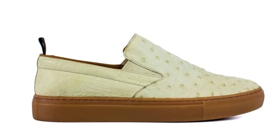 Pelle Pelle "Grafton" Ostrich Slip-On Loafer Bone | Exotics