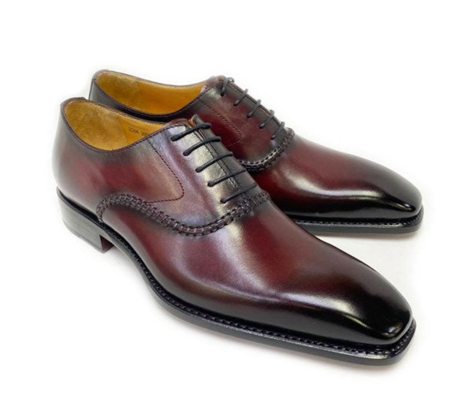 Ugo Vasare Daniel Burnished Calfskin Lace-Up Oxford Burgundy | Lace-Ups